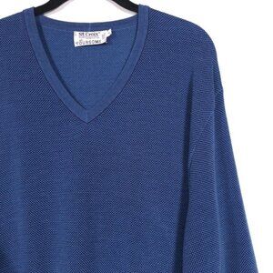 St.Croix COLLECTIONS FOURSOME Men Knit V Pullover Sweater XL USA MADE‎ Blue